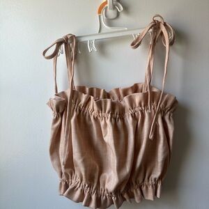 Orange Paperbag Style Spaghetti Strap Tank